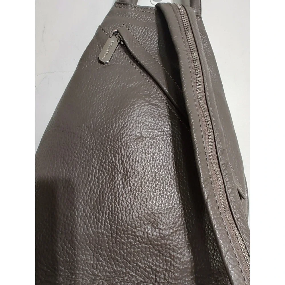 Valentina Made in Italy Sling Pebbled Leather Backpack Bag In Taupe NWT